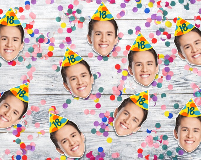 Custom Face Confetti, Personalised Photo Confetti With Party Hat, Table
