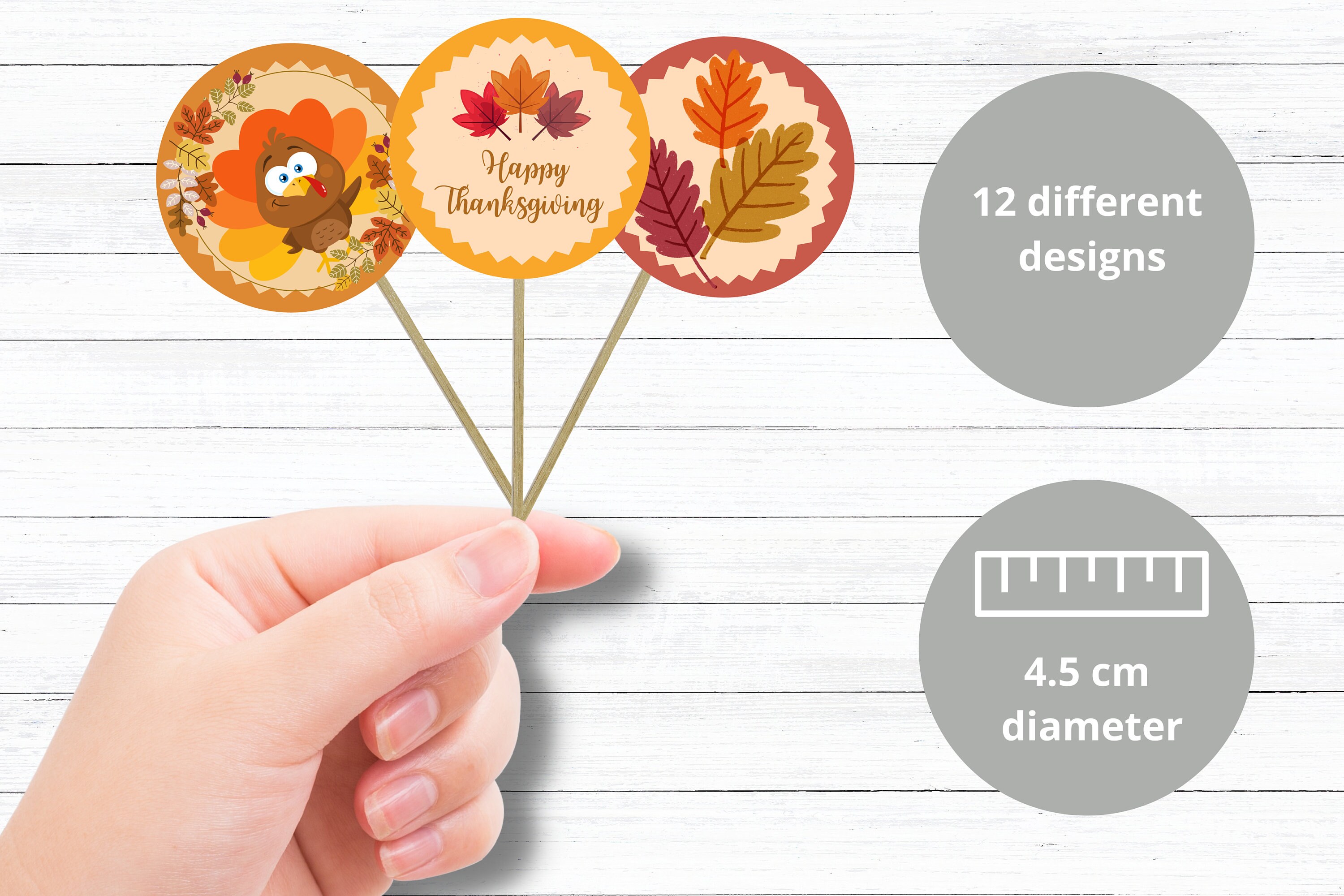 Thanksgiving Printable Cupcake Toppers, 12 Fine Designs, Thanksgiving ...