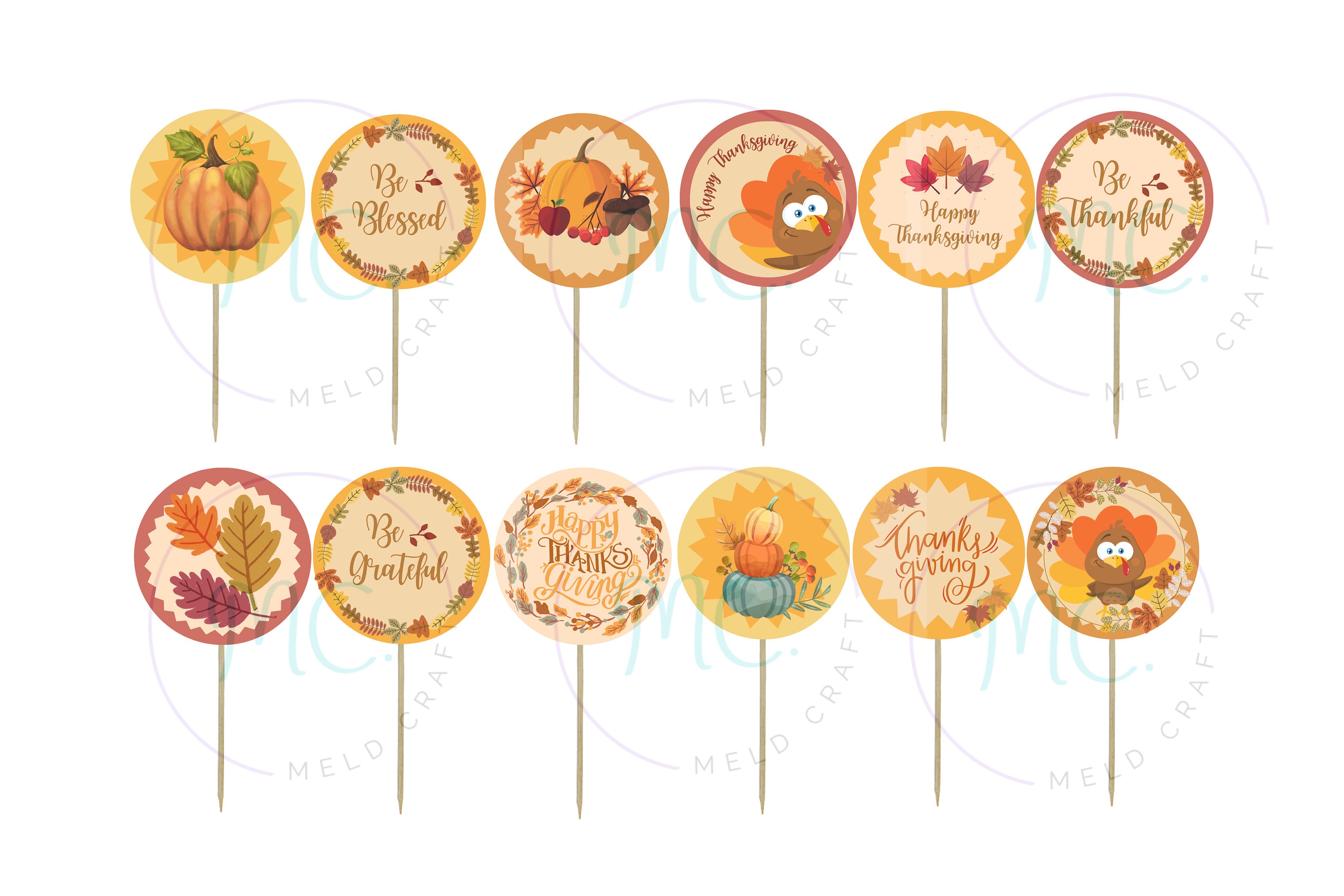 Thanksgiving Cupcake Toppers Printable