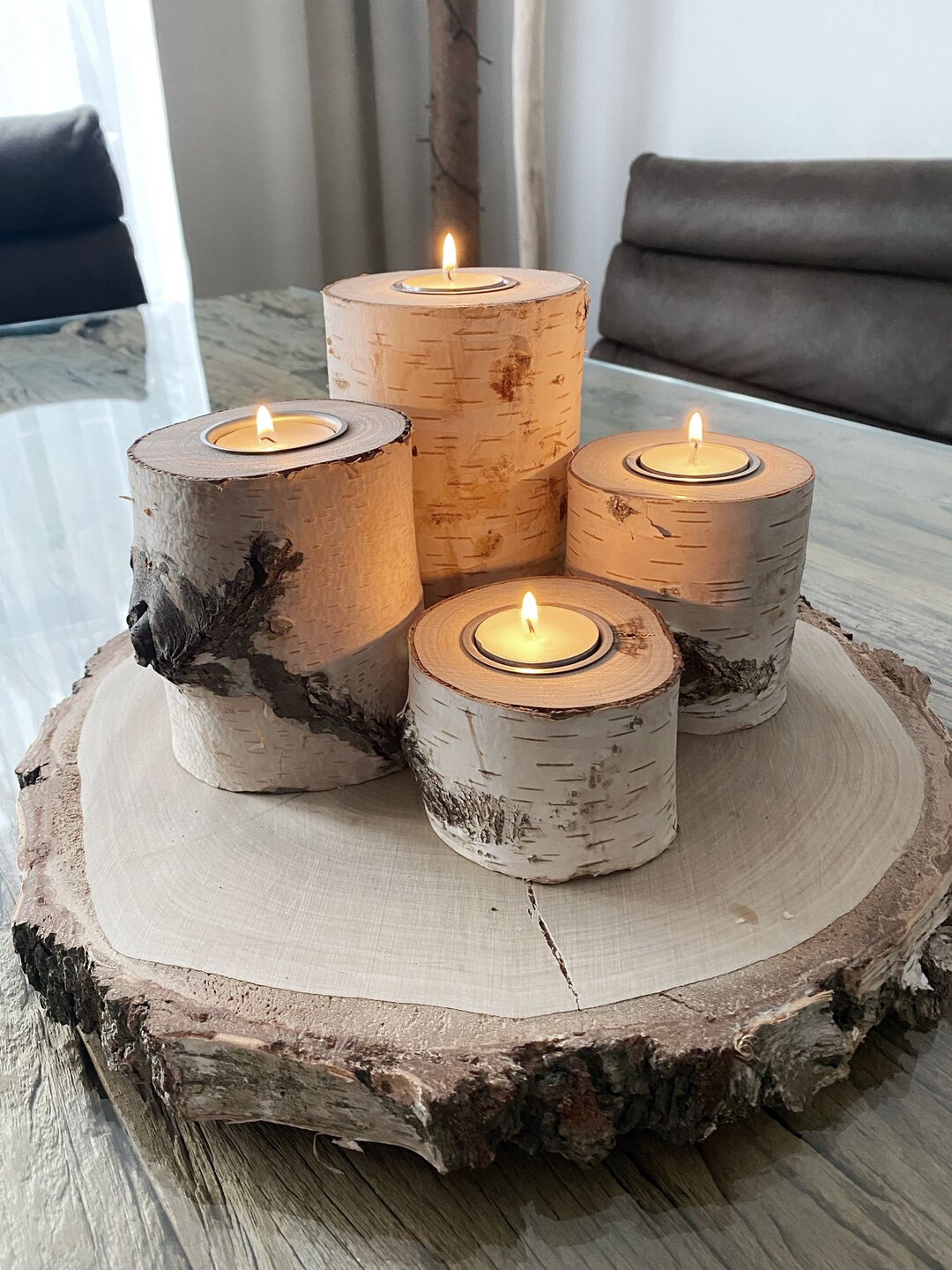 Birch Tealight Candle Holder Set DIY Advent Wreath Etsy