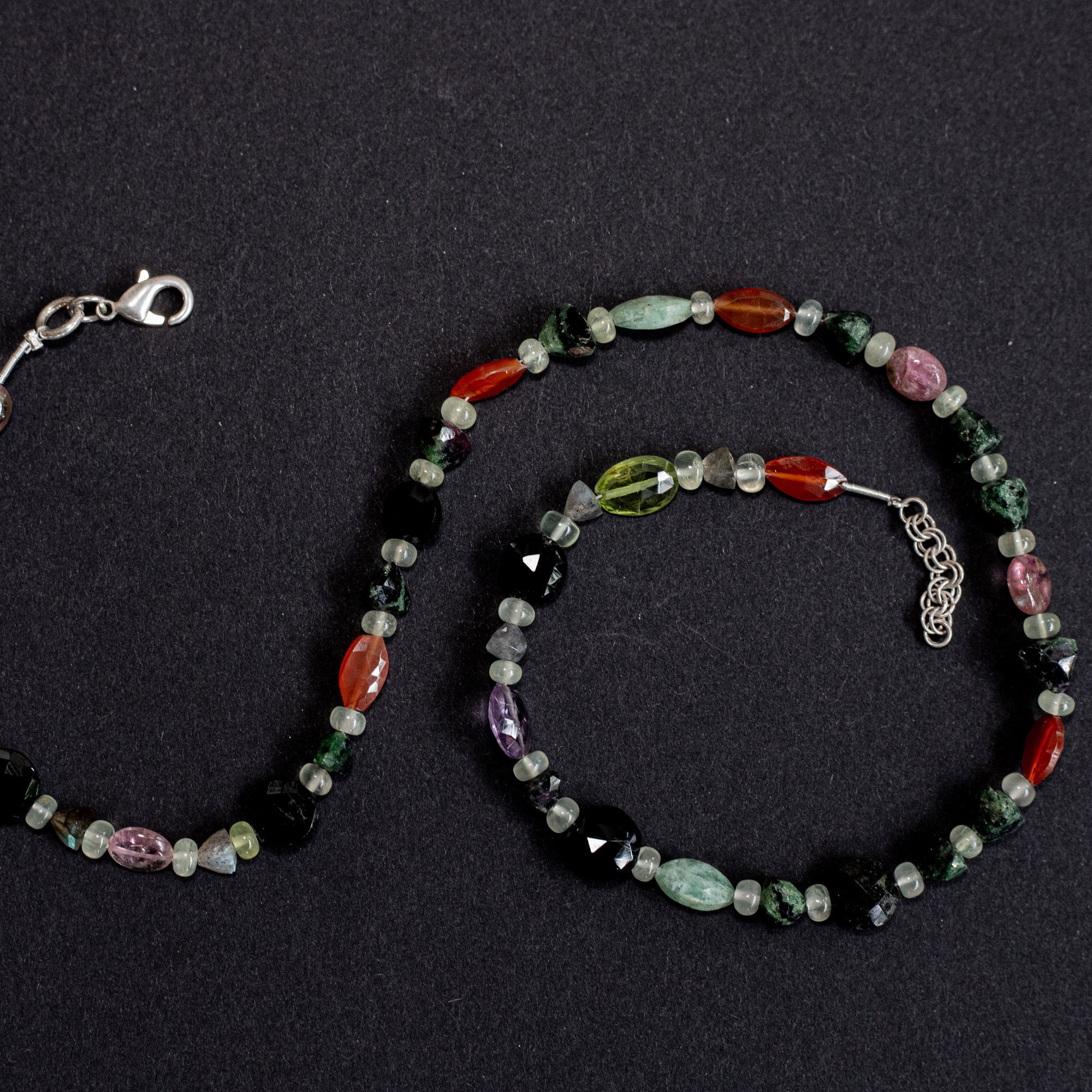 Assorted Semi-precious Gemstone Beads Necklace, 42 Cm Length