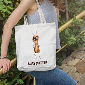 Eco Friendly Canvas Tote Bag, Cute Everyday Bag, Whimsical Insect Statement, Handpainted Watercolor Ant Print, Quirky Bug Art Gift Idea