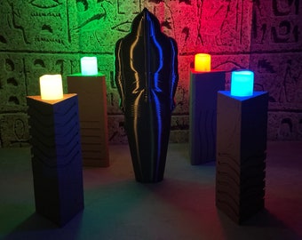 The Fifth / 5th Element Stones & Statue movie prop with LED candle light and remote control