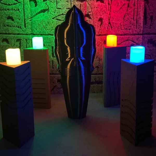 The Fifth / 5th Element Stones & Statue movie prop with LED candle light and remote control