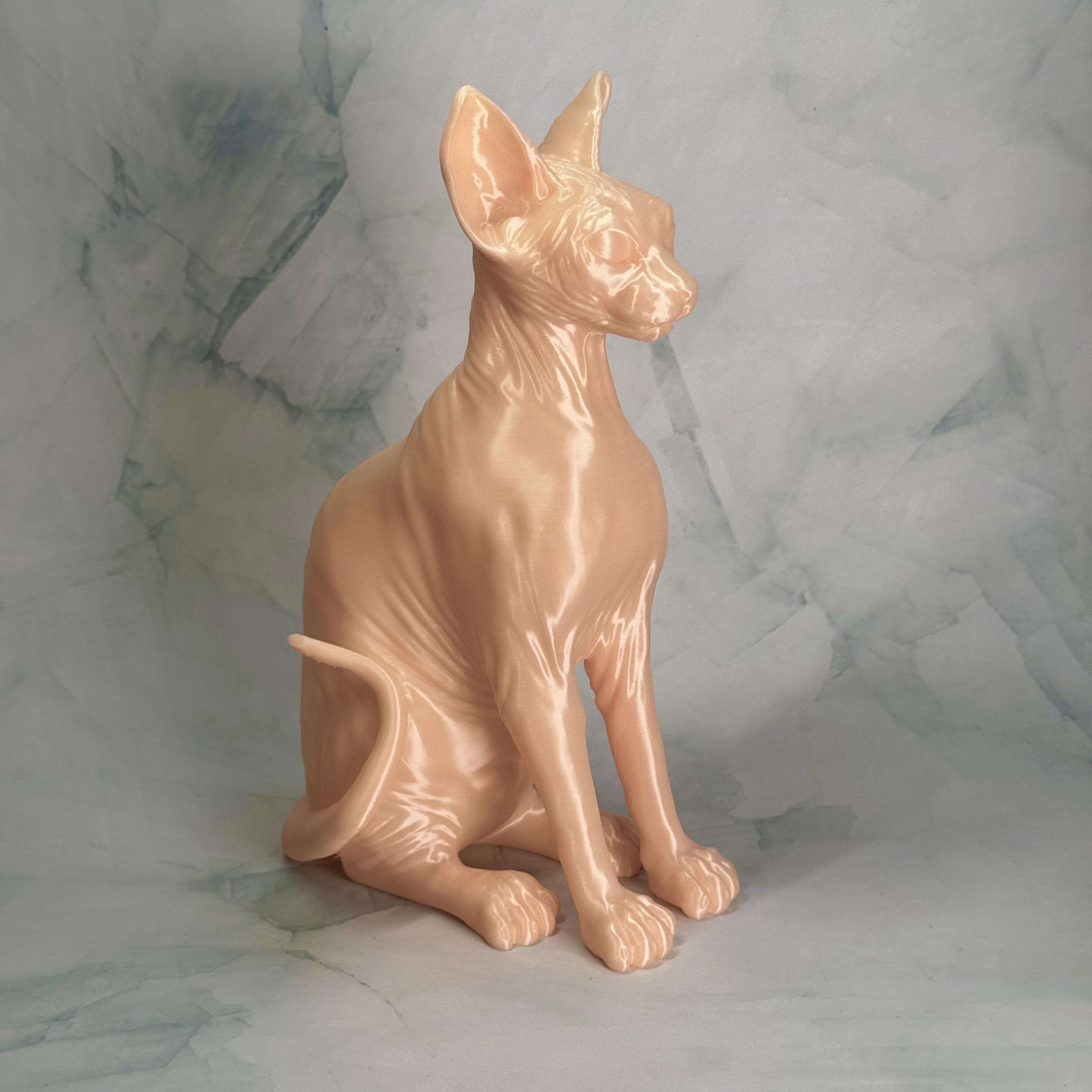 Sphynx Cat Skin Colored Kitten Kitty Sculpture / Statue, Hairless, Gift & Home Decoration Décor, Unique Pet Lover Figurine, Memorial