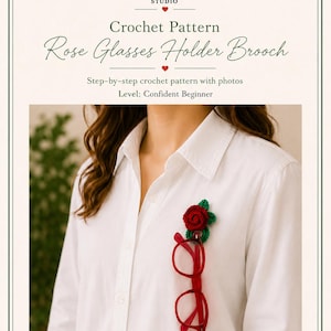 Rose Crochet Brooch Glasses Holder Pattern (PDF Download)