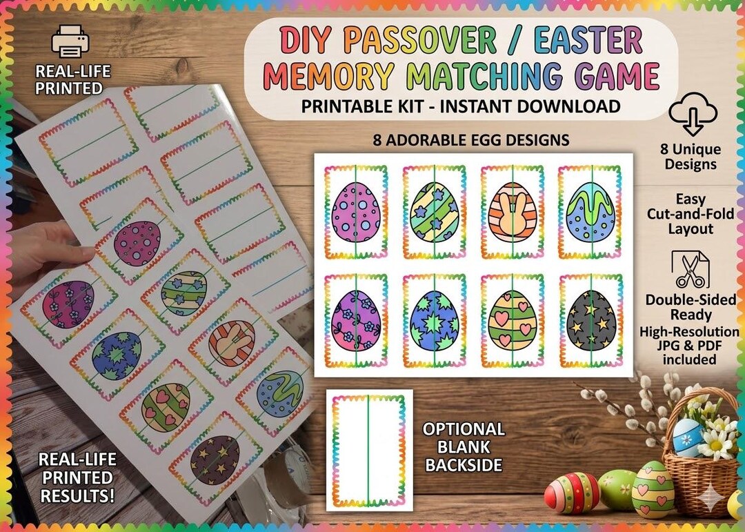 Easter Egg Matching Game Printable for Kids, Cut and Paste Activity ...
