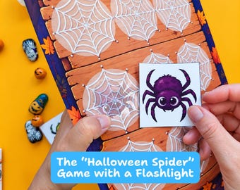 Halloween spindel ficklampa spel utskrivbar kuslig matchningsaktivitet