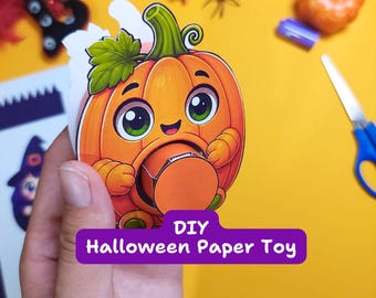 Gör-det-själv Halloween-pappersleksak, låtsaslek för barn, papperspyssel, tystnadsaktivitet