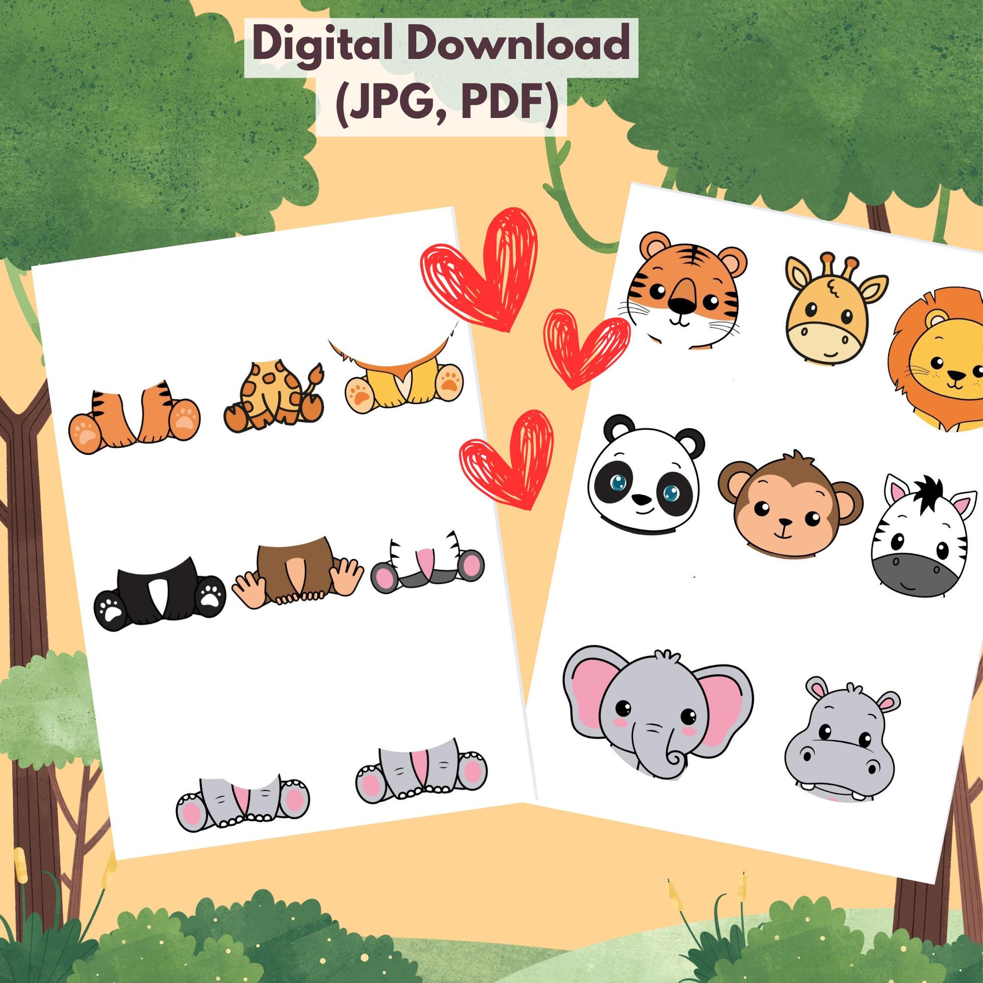Safari Animals Felt Board Game Printable • Safari Animal Matching ...