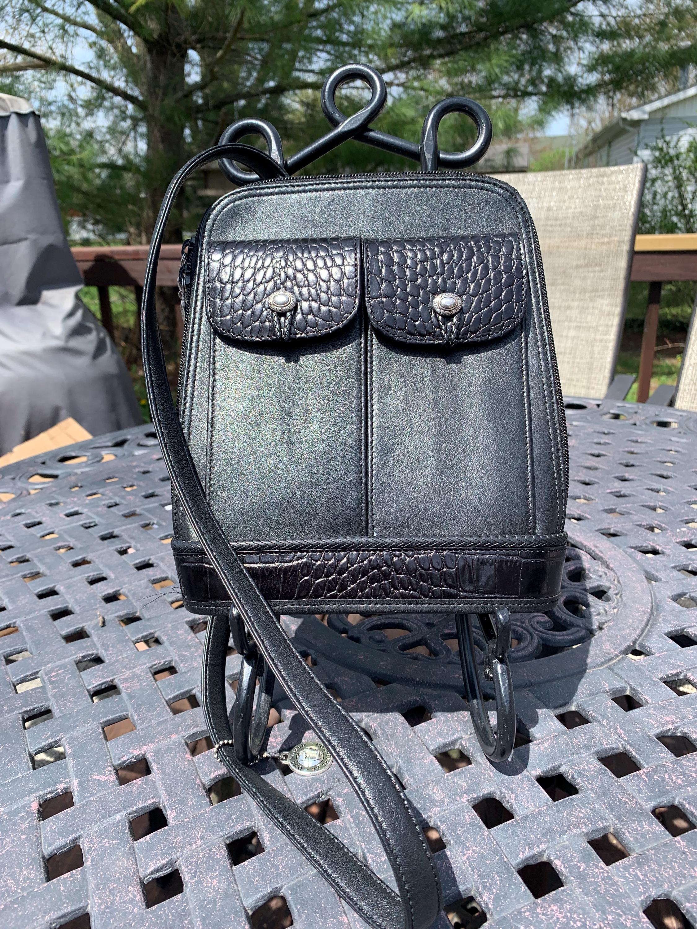 BRIGHTON E089658 Black Nylon Backpack With Leather Croc Trims Kingston Backpack - Brighton main image 2
