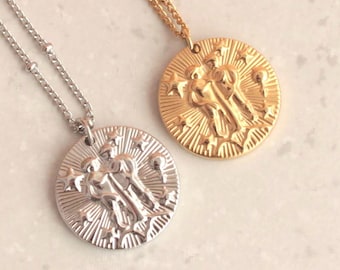 Naszyjnik Gemini Znak Zodiaku, Złoty Srebrny Naszyjnik Gemini Moneta, Spersonalizowany Prezent Gemini, Naszyjnik Zodiaku, Prezent Urodzinowy, Znak Czerwca
