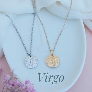 Colar com pingente de Virgem, colar personalizado com o signo do zodíaco, colar com horóscopo, presente de aniversário, signo de setembro