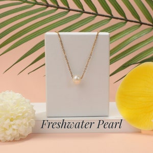 Single Pearl Necklace, Natural Freshwater Pearl, Minimalist Pearl Necklace, Wedding Necklace, Gold Plated Silver Chain, 925 Silver Chain
