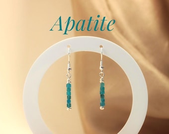 Blue Apatite Earrings: Sterling Silver Dangle Gemstone Earrings