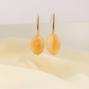 Yellow Topaz Earrings, 18K Gold-Plated Brass, Honey Topaz Dangle Earrings, Gemstone Earrings, Yellow Crystal Earrings, November Birthstone