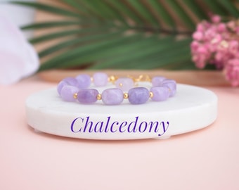 Lavender Chalcedony Bracelet: Sterling Silver Purple Gemstone Jewelry