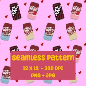 Dr Pepper, Digital download, Printable Repeat Seamless pattern, Sublimation, PNG, JPG, 300DPI