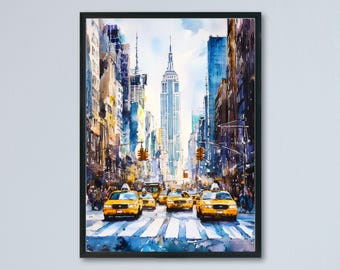 New York Watercolor Poster Wall Art New York Wall Hanging Home Décor New York Gift Art Lovers United States Wall Art