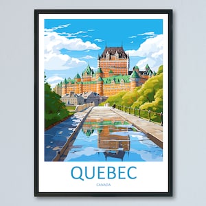 Art mural imprimé voyage de la ville de Québec Tenture murale de la ville de Québec Décoration d'intérieur Cadeau de la ville de Québec Amateurs d'art Canada Cadeau pour amateur d'art Cadeau de la ville de Québec