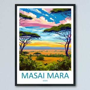 Masai Mara Travel Print Wall Art Masai Mara Wall Hanging Home Décor Masai Mara Gift Art Lovers Kenya Art Lover Gift Kenya Travel Print