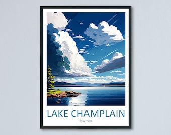 Lake Champlain Travel Print Wall Art Lake Champlain Wall Hanging Home Décor Lake Champlain Gift Art Lovers New York State Art Gift Lover