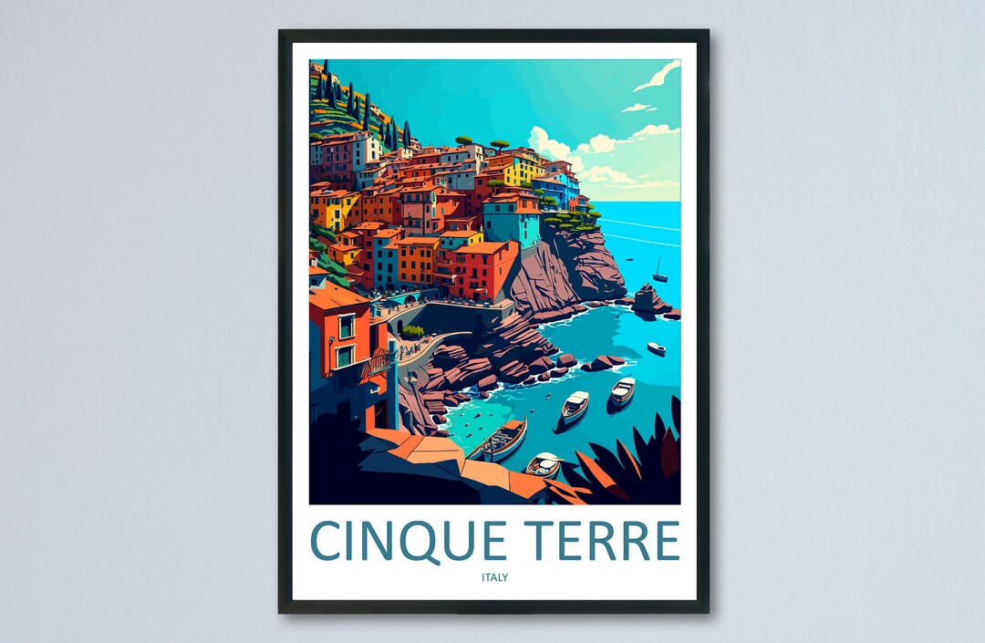 Cinque Terre Travel Print Wall Art Cinque Terre Italy Wall Hanging Home ...