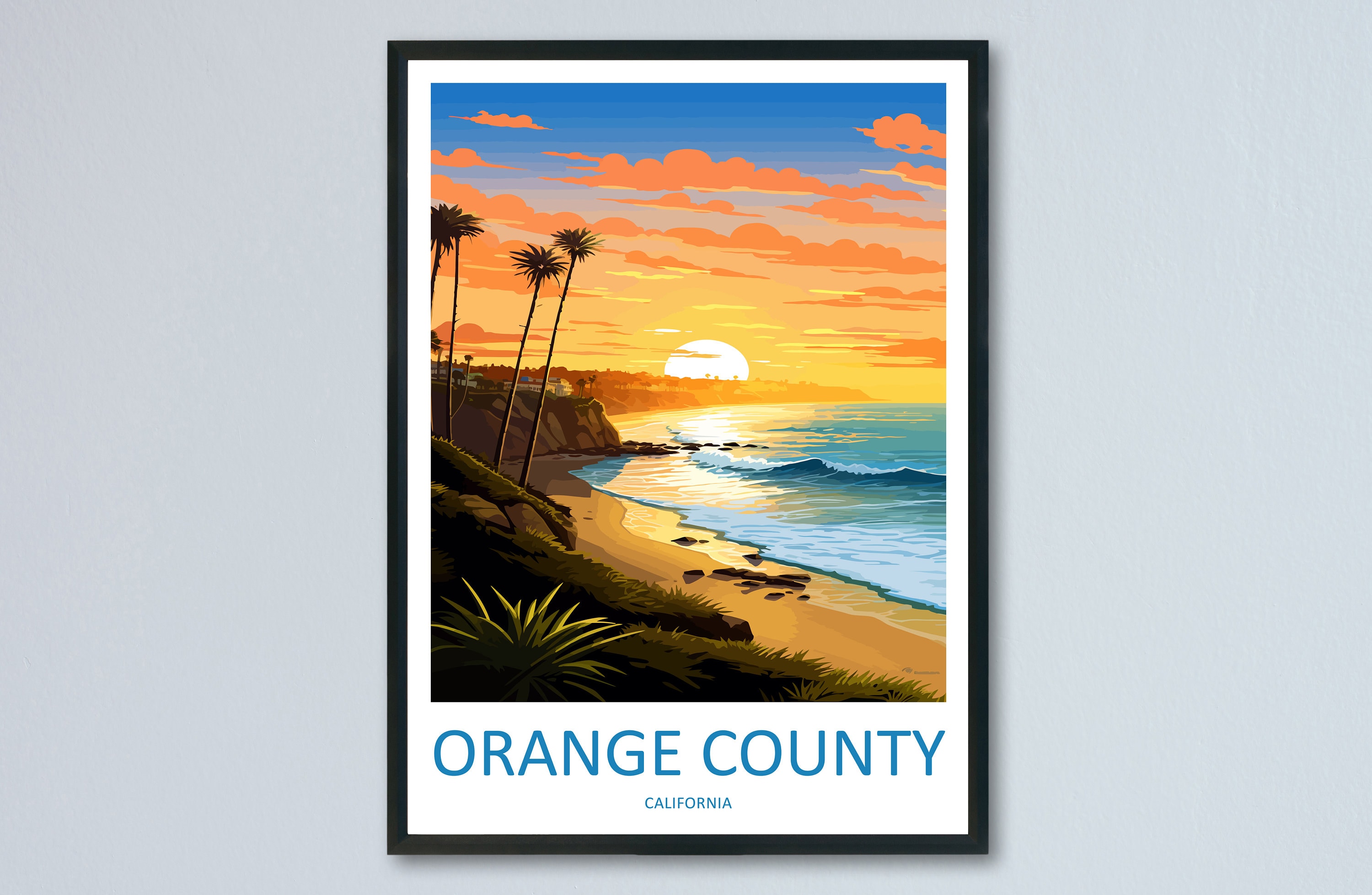 Orange County Travel Print Wall Art Orange County Wall Hanging