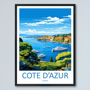 Cote D&#39;azur Travel Print Wall Art Cote D&#39;azur Wall Hanging Home Decor Cote D&#39;azur France Gift Art Lovers Wall Art Print Art Cote D&#39;azur