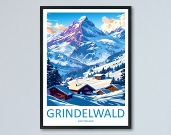 Impresión de Grindelwald Decoración del hogar de Grindelwald Impresión artística de Suiza Impresión de pared de Grindelwald para regalo de Suiza Colgante de pared Arte del hogar de Grindelwald