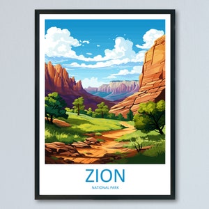 Zion Nationalpark Reise Print Wandkunst Zion Nationalpark Wandbehang Home Décor Zion Nationalpark Kunstliebhaber Utah Kunstliebhaber Geschenk