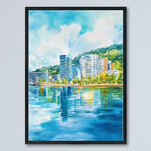 Oslo watercolor poster Wall Art Oslo Wall Hanging Home Décor Oslo Gift Art Lovers Norway Art Lover Gift Norway wall art