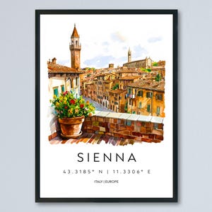Siena Watercolor Poster Siena Italy Travel Print Wall Art Siena Decor Italian Medieval City Fine Art Print Siena Souvenir Gift for Travelers