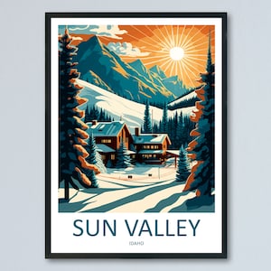 Sun Valley Travel Print Wall Art Sun Valley Wall Hanging Home Décor Sun Valley Gift Art Lovers Ski Art Lover Gift Sun Valley Print Skiing