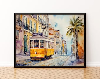 Lisbon watercolor poster Wall Art Lisbon Wall Hanging Home Décor Lisbon Gift Art Lovers Portugal Wall Art