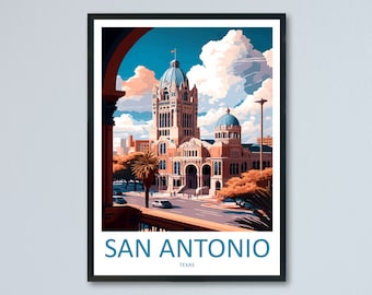 San Antonio Travel Print Wall Art San Antonio Wall Hanging Home Décor San Antonio Gift Art Lovers Texas Art Lover Gift Texas Travel Poster