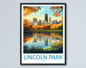 Lincoln Park Travel Print Lincoln Park Wall Decor Chicago Lincoln Park Art Lincoln Park Wall Art Illinois Poster Gift Lincoln Park Poster