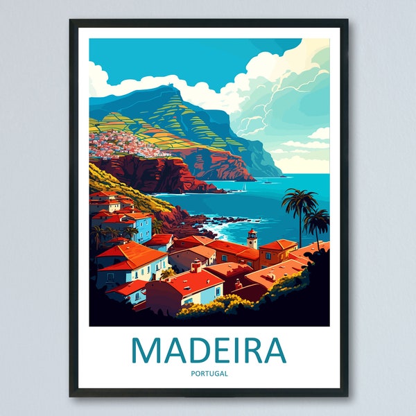 Madeira Reise Druck Wandkunst Madeira Wandbehang Wohndekor Madeira Geschenk Kunstliebhaber Portugal Kunstliebhaber Geschenk Madeira Wanddekor