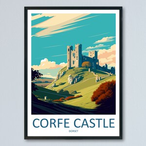 Corfe Castle Travel Print Wall Art Corfe Castle Wall Hanging Home Décor Corfe Castle Gift Art Lovers England Art Lover Gift Corfe Castle