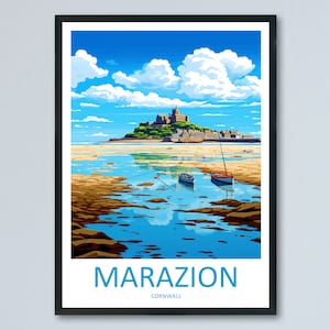Marazion Travel Print Wall Art Marazion Wall Hanging Home Décor Marazion Gift Art Lovers Cornwall Art Marazion Wall Art