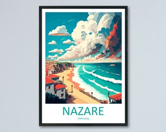 Nazaré Travel Print Wall Art Nazaré Wall Hanging Home Décor Nazaré Gift Art Lovers Portugal Art Lover Gift Nazaré Wall Décor Nazaré Wall Art