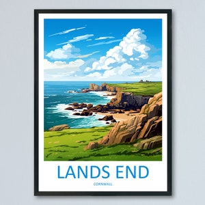 Lands End Travel Print Wall Art Lands End Wall Hanging Home Décor Lands End Gift Art Lovers Cornwall Art Lover Gift Lands End Art Poster