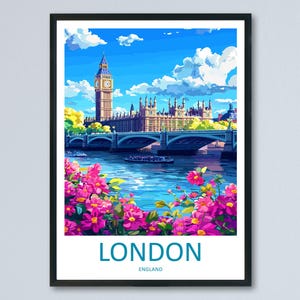 London Travel Print UK Wall Art London City Poster British Decor Gift for City Lover Big Ben Architecture Skyline Art Print