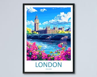 London Travel Print UK Wall Art London City Poster British Decor Gift for City Lover Big Ben Architecture Skyline Art Print