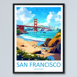 San Francisco Golden Gate Travel Print Wall Art San Francisco Wall Hanging Home Décor San Francisco Gift Art Lovers California Art Lover