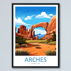 Impresión de viaje del Parque Nacional Arches, arte de pared, colgante de pared del Parque Nacional Arches, decoración para el hogar, amantes del arte del Parque Nacional Arches, regalo para amantes del arte de Utah