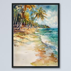 Dominican Republic Watercolor Poster Travel Print Island Wall Art Beach Painting Caribbean Decor DR Souvenir