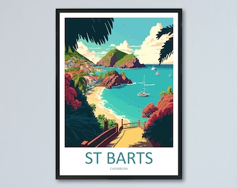 Impresión de viaje de San Bartolomé, decoración del hogar de San Bartolomé, impresión artística de San Bartolomé, impresión de pared de San Bartolomé para el Caribe, regalo para San Bartolomé, arte de pared de San Bartolomé, póster de San Bartolomé