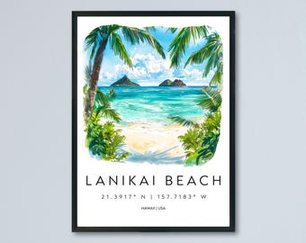 ラニカイビーチ ハワイ旅行プリント、ハワイ ウォールアートプリント