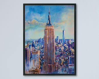 Empire State Building watercolor poster Wall Art Empire State Building Wall Hanging Home Décor Empire State Building Gift Art Lovers